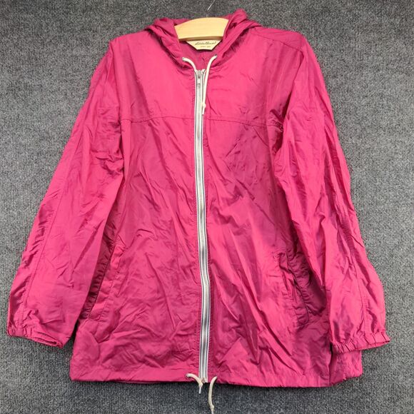 Eddie Bauer Men's Full Zip Hooded Windbreaker Jacket Pink Large Vented - Picture 2 of 15